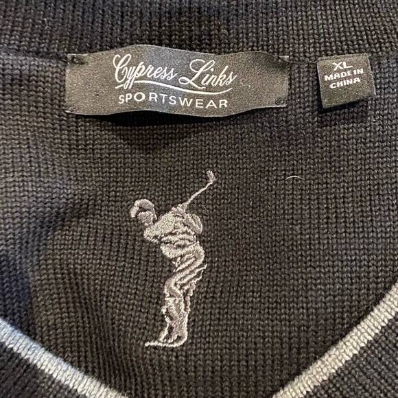 Cypress Links Black Cotton XL Golfers V-Neck Vest - Picture 3 of 5